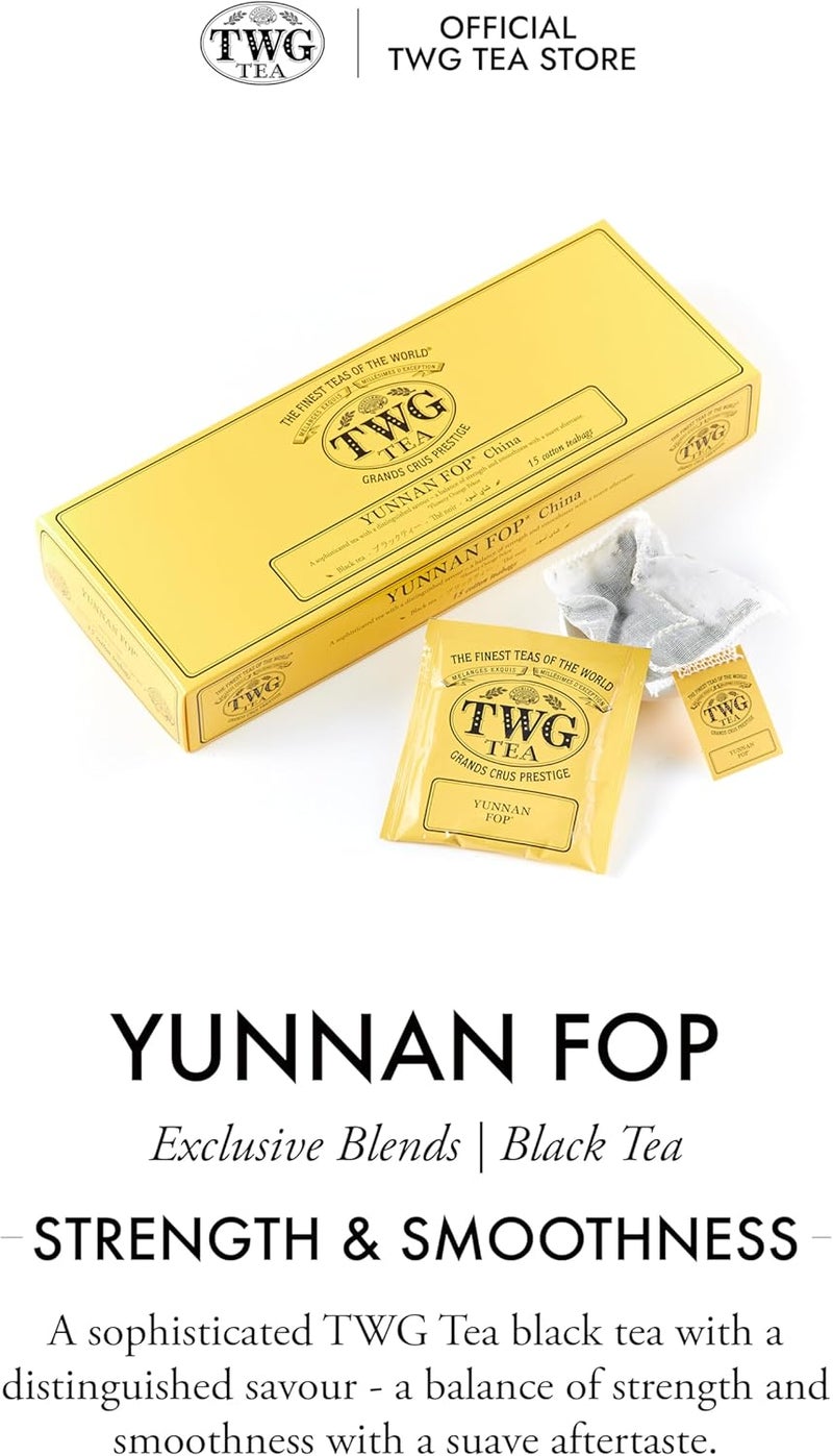 TWG Tea Yunnan FOP Black Tea Gift Set - 15 Hand Sewn Cotton Teabags - Image 3